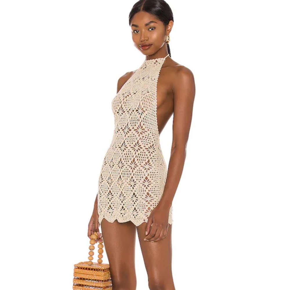 Tularosa Tulum mini dress crochet in creme XS
